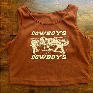Brown Cowboys Graphic Tank Top